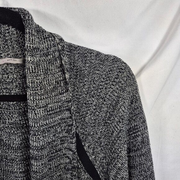 Athleta Sweater Womens L Gray Black Linen Blend Cardigan Open Front Long Sleeve - Picture 8 of 8